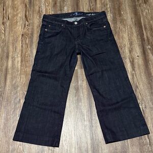 7 For All Mankind Jeans Women's 27 Crop Dojo Dark Wash Mid Rise Lightweight